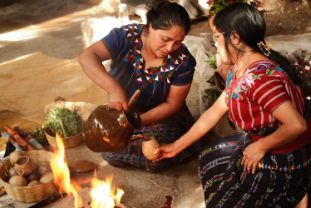 Traditional Mayan cacao ceremony at Lake Atitlán Guatemala